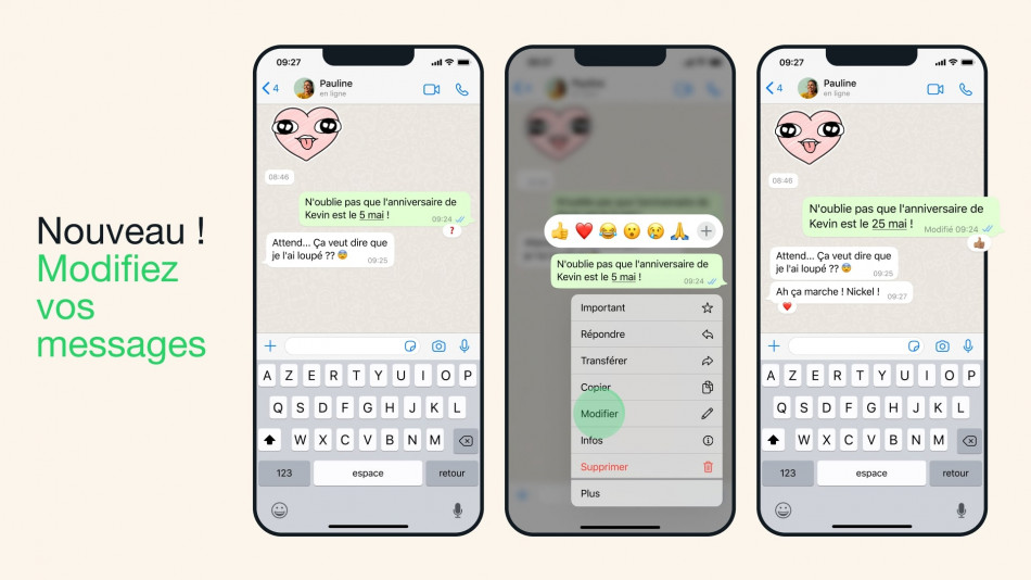 WhatsApp offre désormais la possibilité de modifier les messages envoyés