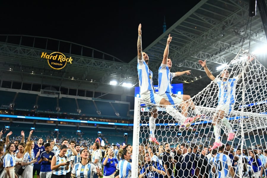 Argentina's players celebrate 