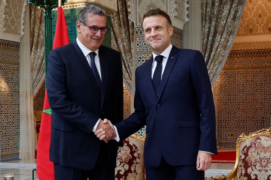 Le Président français Emmanuel Macron reçoit M. Akhannouch