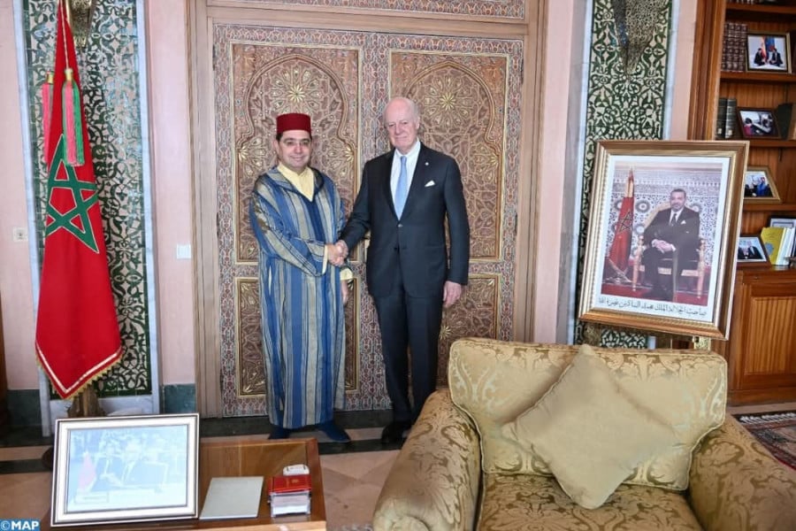 السيد بوريطة رفقة السيد ستافان دي ميستورا المبعوث الشخصي للأمين العام للأمم المتحدة للصحراء المغربية