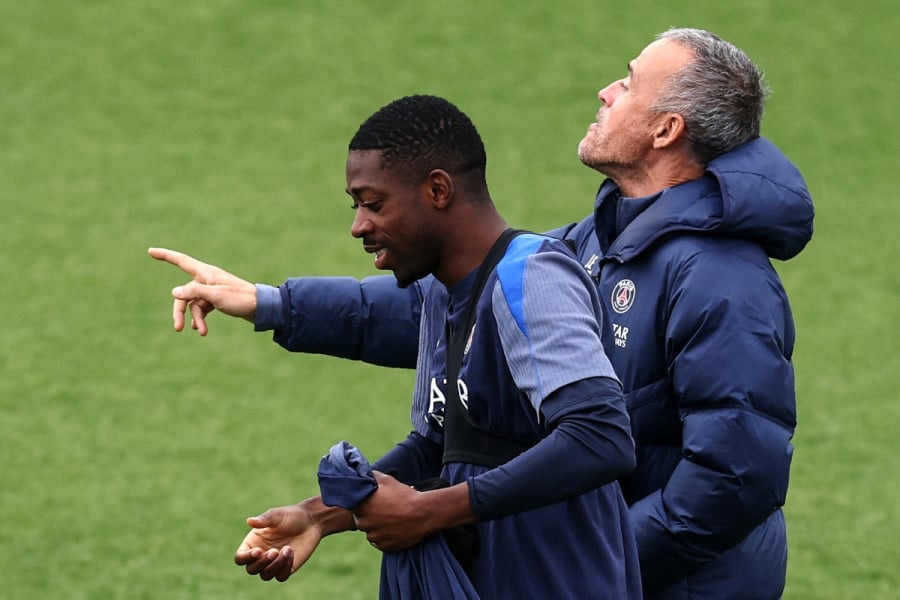 Luis Enrique and Ousmane Dembele 