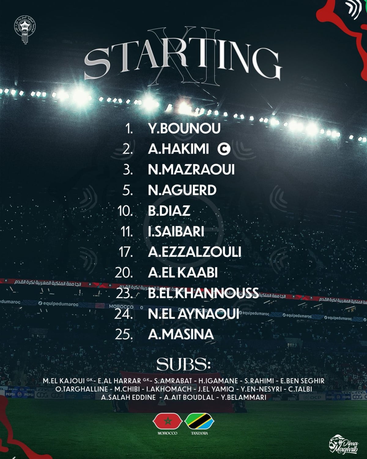 تشكيلة المنتخب المغربي
