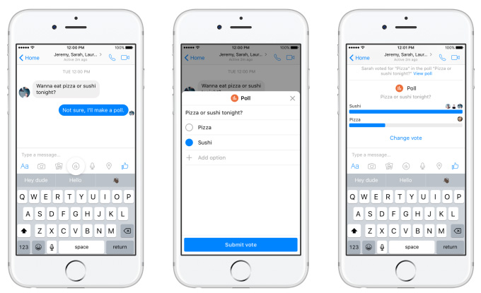 Nouvelle fonctionnalité de sondage Messenger