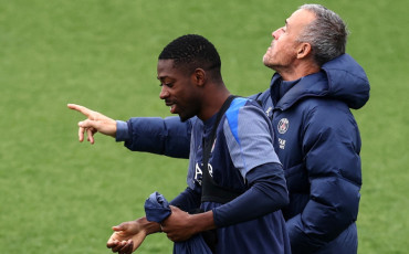 Luis Enrique and Ousmane Dembele 