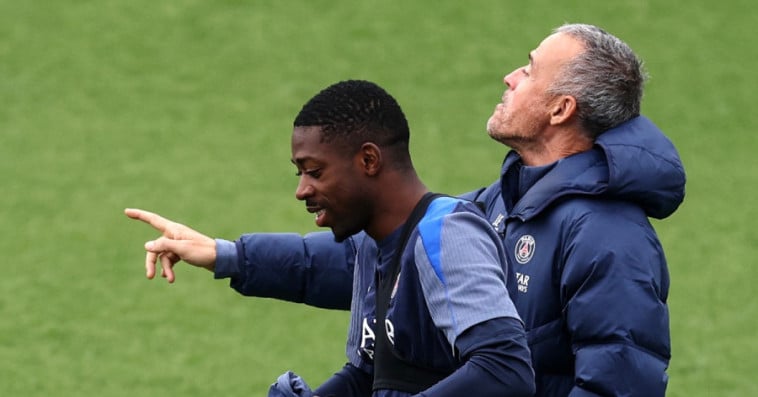 Luis Enrique and Ousmane Dembele 